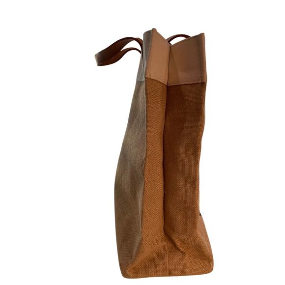 Brighton Canvas Tote – Love Makes the World Go Round – Tan Globe Heart EUC - Picture 4 of 5